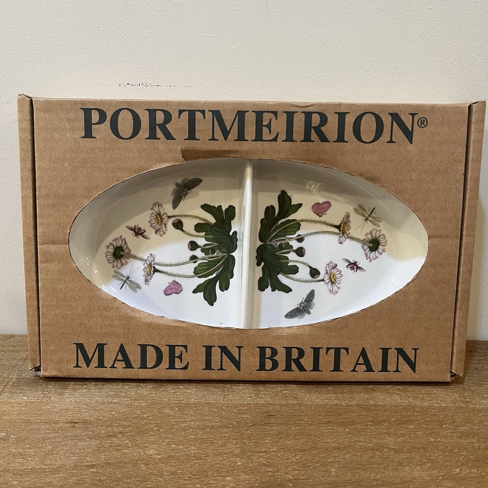 Portmeirion Botanic‎ Garden 11" Oval Divided Serving Dish Made in England w/Box